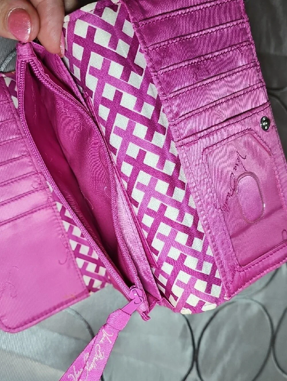 Vera Bradley Quilted Pink & Green Floral Snap Wallet